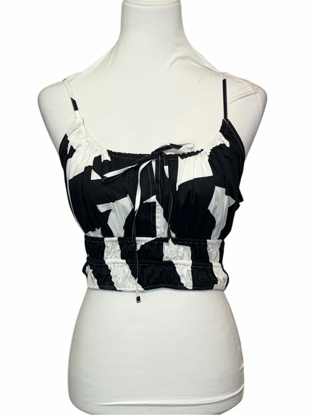 Express Black & White Abstract Blouse